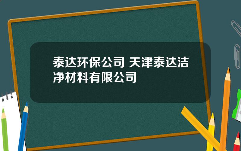 泰达环保公司 天津泰达洁净材料有限公司